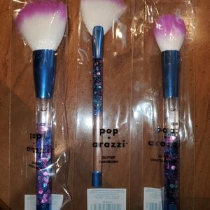 3 poparazzi makeup brushes glitter new